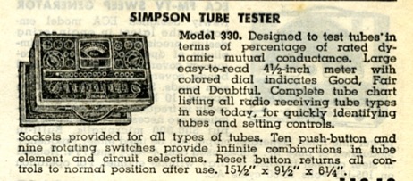 Simpson Model 330 Tube Tester