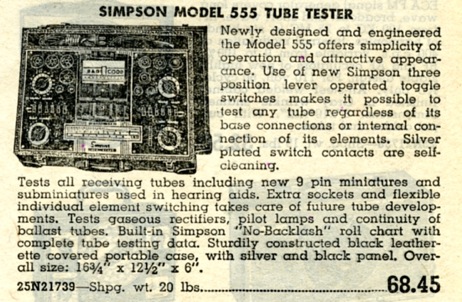 Model 555 Simpson Tube Tester
